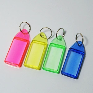 Office China blank key holder custom transparent key tag plastic