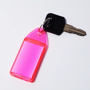 Office China blank key holder custom transparent key tag plastic