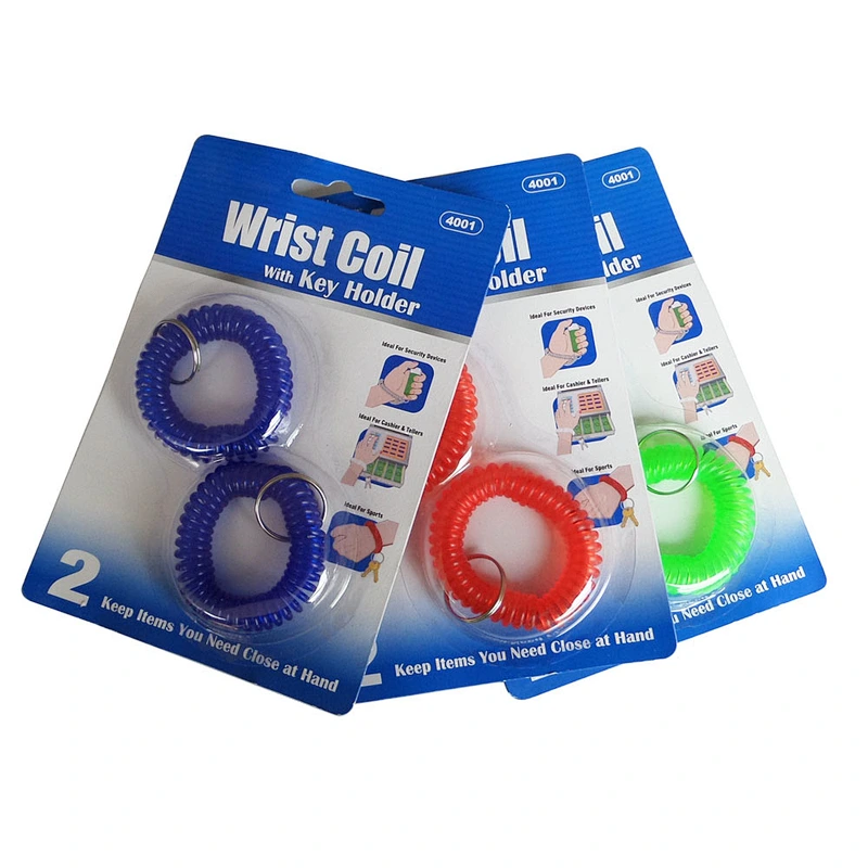 Office plastic spring anti-lost key wristband stretch bracelet key holder