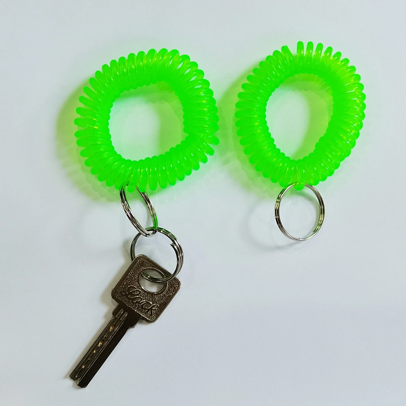 Office plastic spring anti-lost spring key holder stretch bracelet key holder