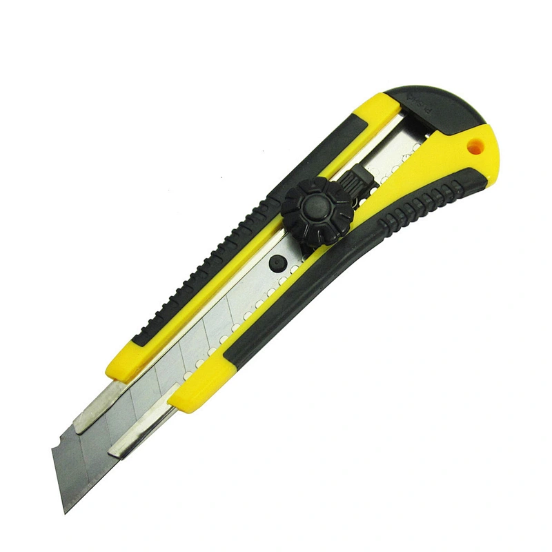 Wholesle made in china safety button tpr grip utility knife