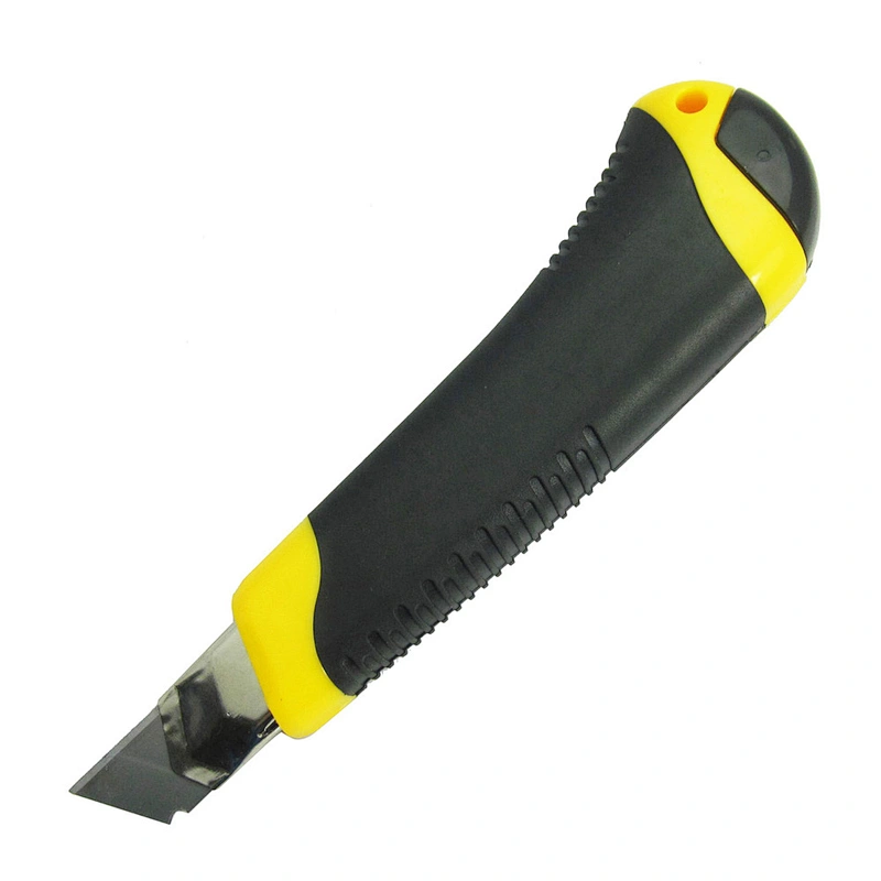 Wholesle made in china safety button tpr grip utility knife