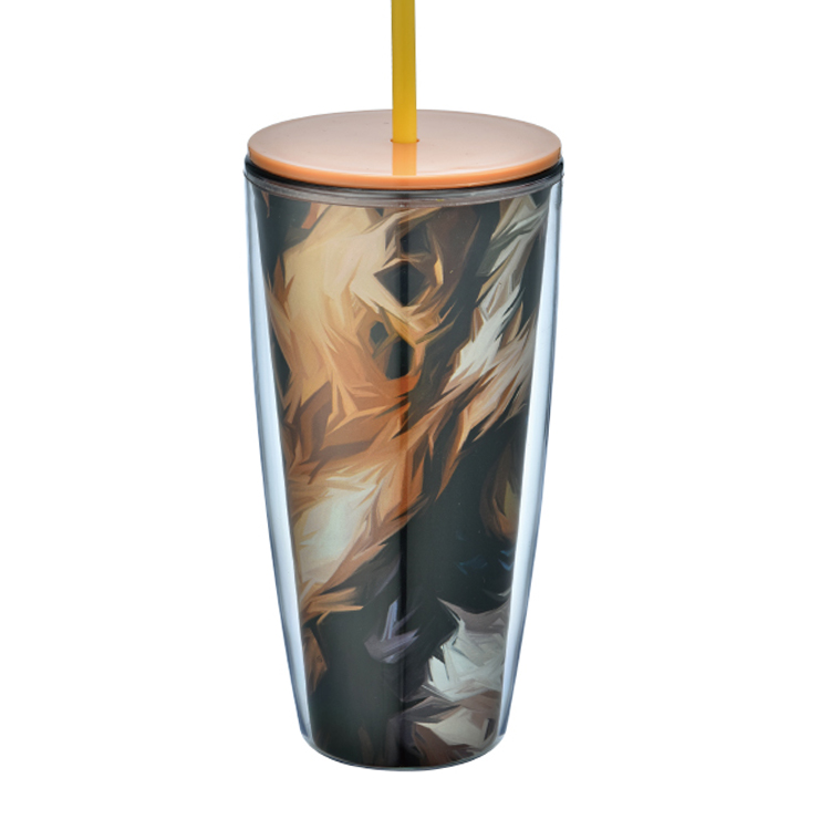 plastic tumbler with straw