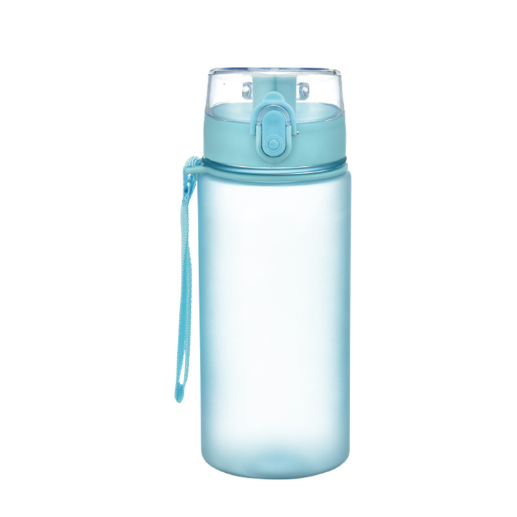 blue clear plastic water bottle