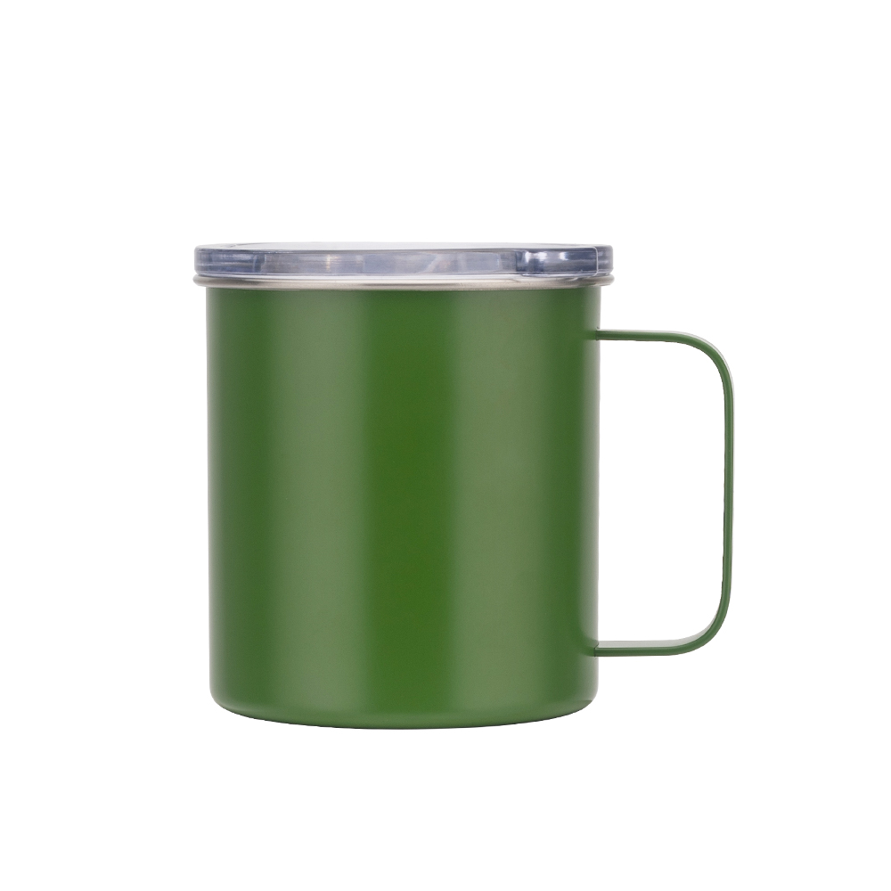 green mug with handle