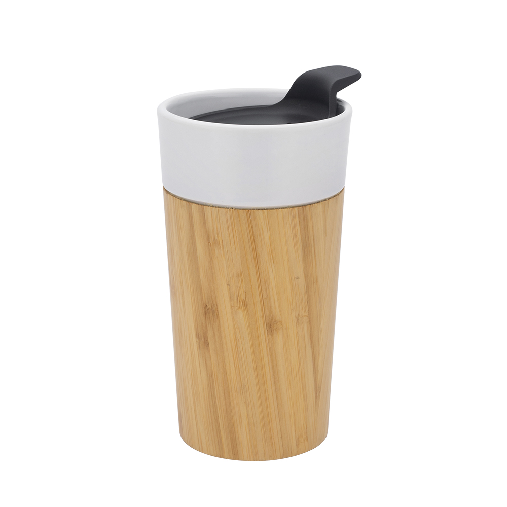 bamboo outer ceramic liner mug