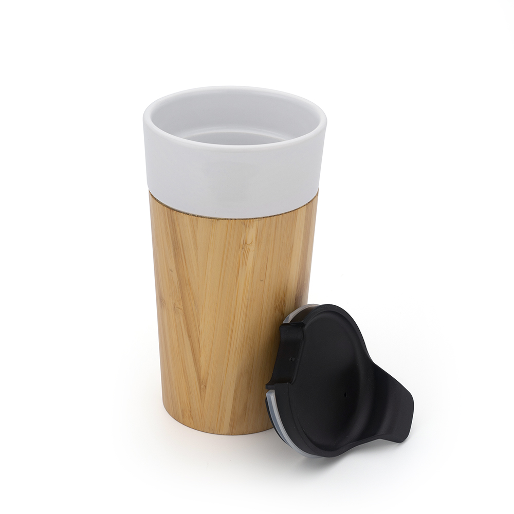 bamboo ceramic mug with straw