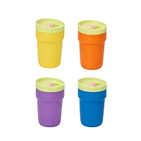 Color Block Insulated Coffee Tumbler with Flip Sip Lid, Small Stainless Steel Leakproof Travel Cup for Office & Daily Carry