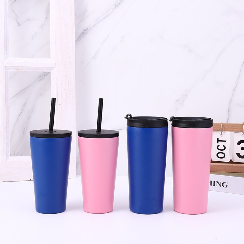 pink straw tumbler
