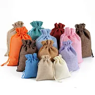Promotional Gift Custom Printed Double String Handbag Durable Cotton Linen Small Drawstring Canvas Bag