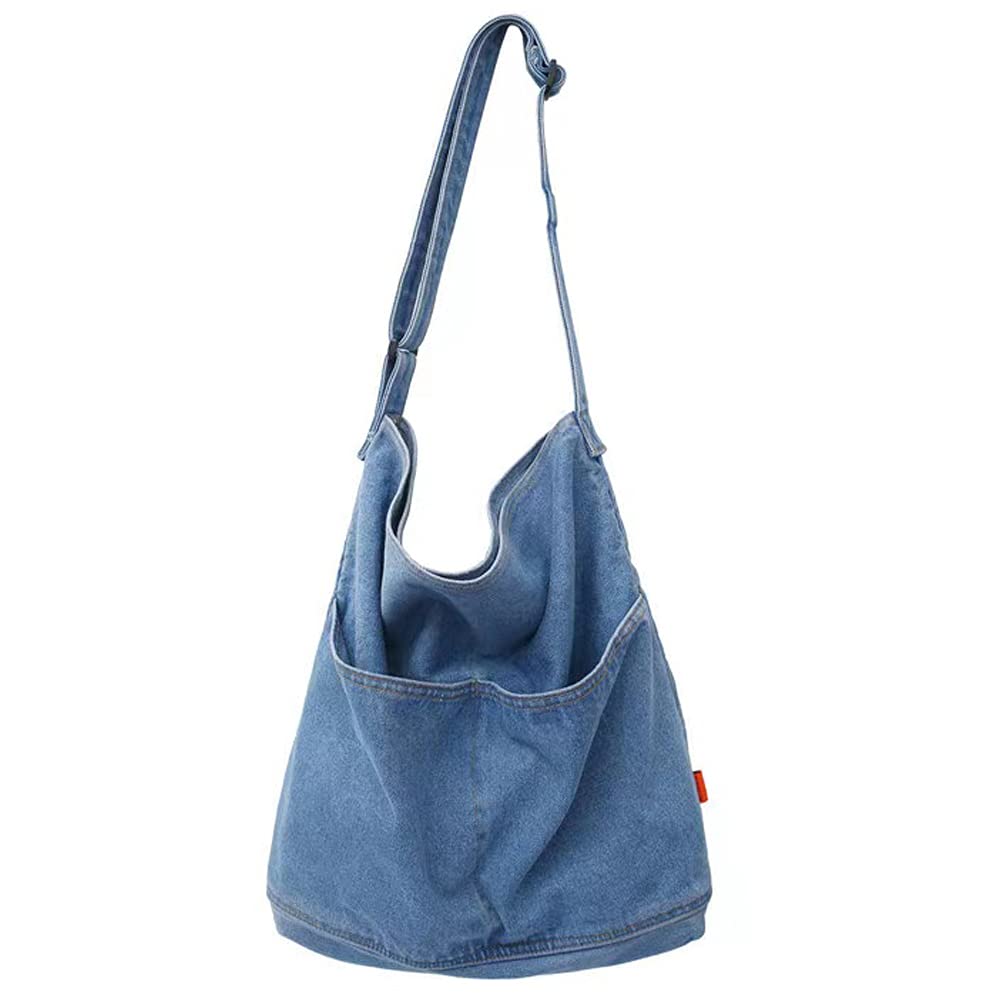 Women Hobo Large Capacity Purse Tote Bag Casual Canvas Bag Retro Denim Shoulder Cross Body Bag