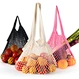 Wholesale Organic Cotton Mesh Bags Eco Reusable Vegetable Grocery Bags Foldable Mesh Tote Shopping Bag