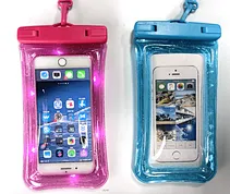 Custom Logo Universal Glittering Waterproof Phone Pouch IPX8 Floating LED Flickering Waterproof Mobile Phone Bags