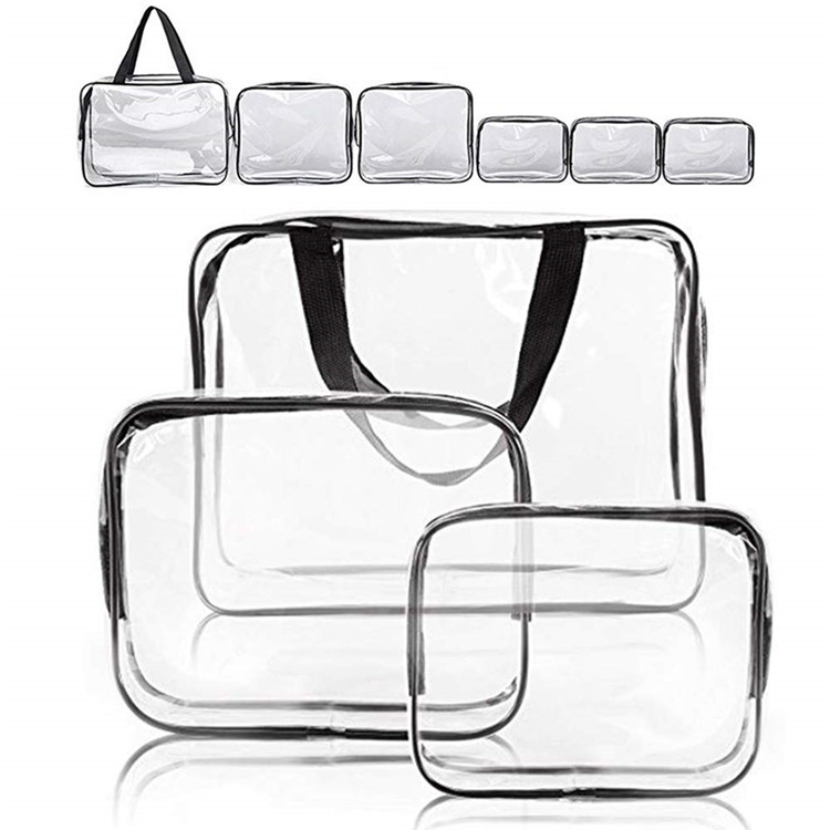 Promotional Custom Logo Women Clear Makeup Organizer Pouch Transparent Travel Toiletry Bags Custom Waterproof PVC Cosmetic Bag