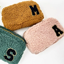 Wholesale Custom Towel Cloth Makeup Pouch Small Travel Terry Cloth Cosmetic Bag
