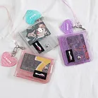 Transparent Waterproof ID Card Holder PVC Folding Wallet Custom Logo Women Glitter pvc Business Cards Purse with Lanyard