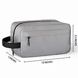 Grey Water Resistant Washable Hanging Dopp Kit Shaving Bag Large Capacity Polyester Toiletry Bag Men