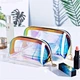 Waterproof Toiletry Organizer Iridescent Transparent TPU Travel Holographic Cosmetic Makeup Bag