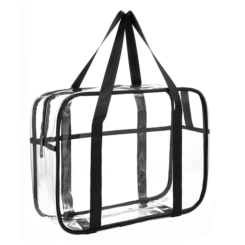 Large Capacity Clear Transparent Tote Bag Thick PVC Zippered Toiletry Cosmetic Carry Pouch Waterproof Makeup Artist Large Bag