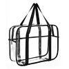 Large Capacity Clear Transparent Tote Bag Thick PVC Zippered Toiletry Cosmetic Carry Pouch Waterproof Makeup Artist Large Bag