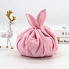 Custom Printed Drawstring Cosmetic Bag Velvet Storage Bag Portable Women Travel Makeup Storage Pocket with Rabbit Ears