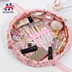 Custom Logo Round Recycled Makeup Pouch Waterproof Velvet Cosmetic Organizer Custom Silk Velvet Drawstring Toiletry Bag