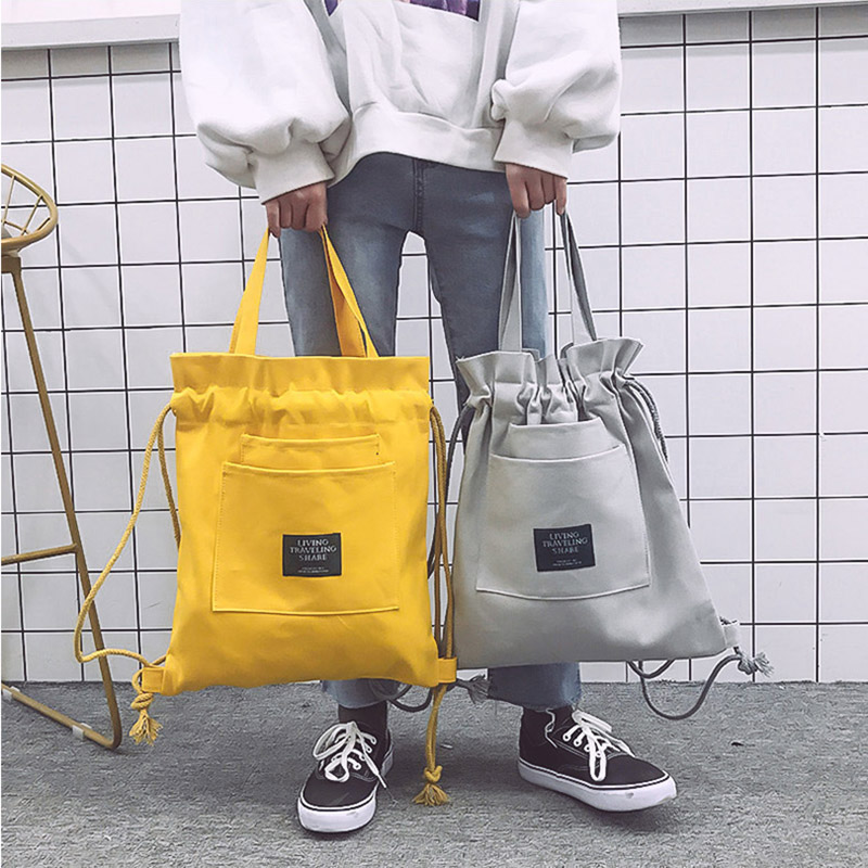 Wholesale Gift Drawstring Cotton Tote Bag Custom Logo Foldable Reusable Canvas Bag Cute recycled String Women Shopping Tote Bags