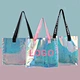 Custom Logo Summer Fashion Reusable Waterproof PVC TPU  Jelly Hologram Clear Beach Shopping Tote Bag