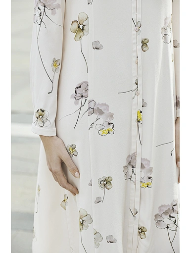 Floral print long-sleeved shirt casual long-sleeved dress