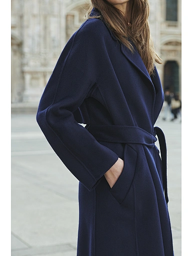 Double-sided cashmere coat with unbuttoned waist