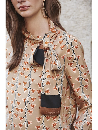 Casual silk printed tie design shirt