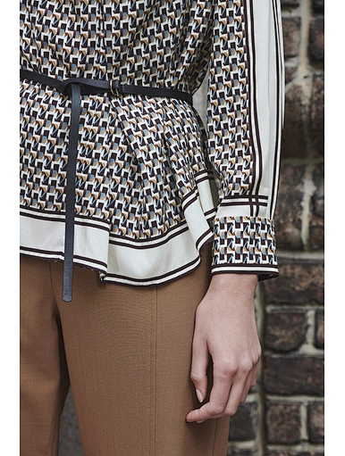 Splicing full body print collar casual shirt
