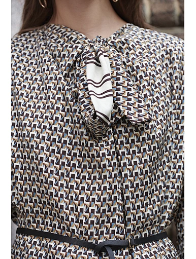 Splicing full body print collar casual shirt