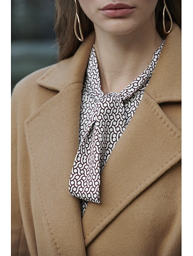 Camel-colored lapel double-sided cashmere coat women's medium-length section