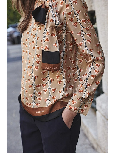 Casual silk printed tie design shirt