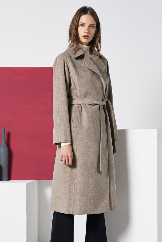 Smoke gray long waist wool coat