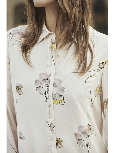 Floral print long-sleeved shirt casual long-sleeved dress