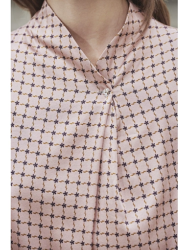 Casual silk printed stand-up collar button-down design shirt
