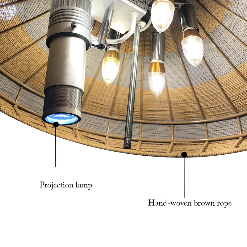 Creative design hand-woven brown rope Projector light chandelier