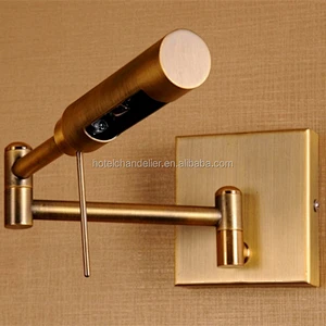 Antique Brass Rotatable Bedside Led Wall Lamp With Swing Arm Antique Brass Led Wall Lamps