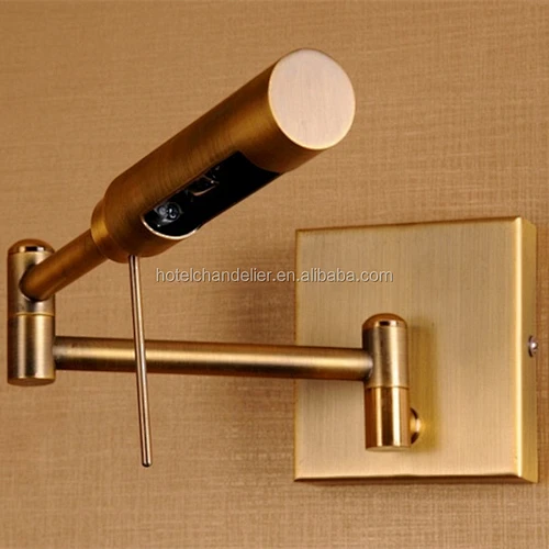 Antique Brass Rotatable Bedside Led Wall Lamp With Swing Arm Antique Brass Led Wall Lamps