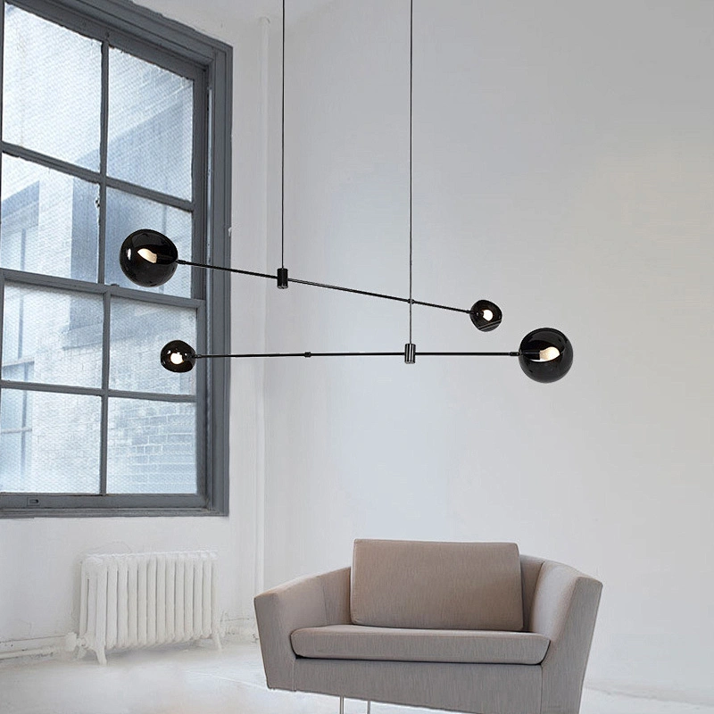 Modern nordic simple  living room bedroom led lighting chandelier matt black finish