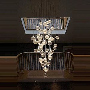 OEM ODM Alibaba Duplex Building Lobby Chandelier Villa Spiral Staircase Pendant Light Glass Lamp