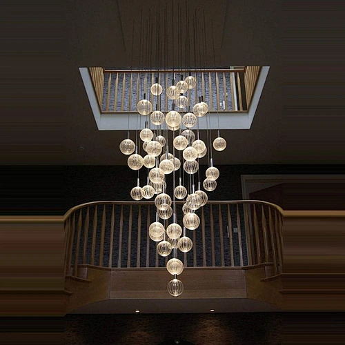 OEM ODM Alibaba Duplex Building Lobby Chandelier Villa Spiral Staircase Pendant Light Glass Lamp