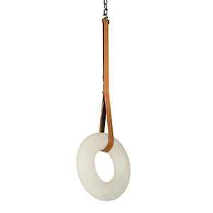 Nordic circle ring office living room decorative lights brass white round marble led pendant light