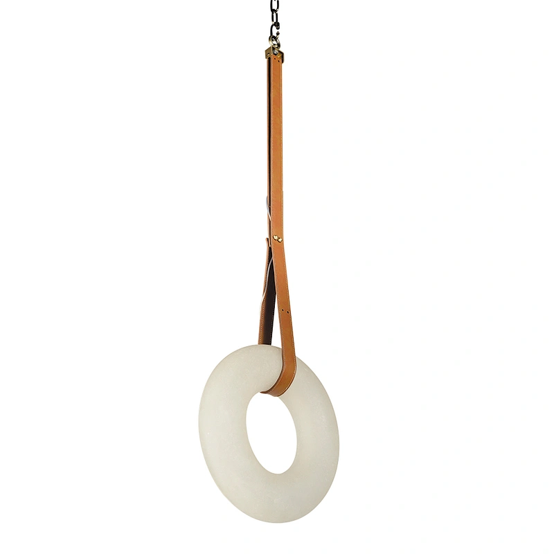 Nordic circle ring office living room decorative lights brass white round marble led pendant light