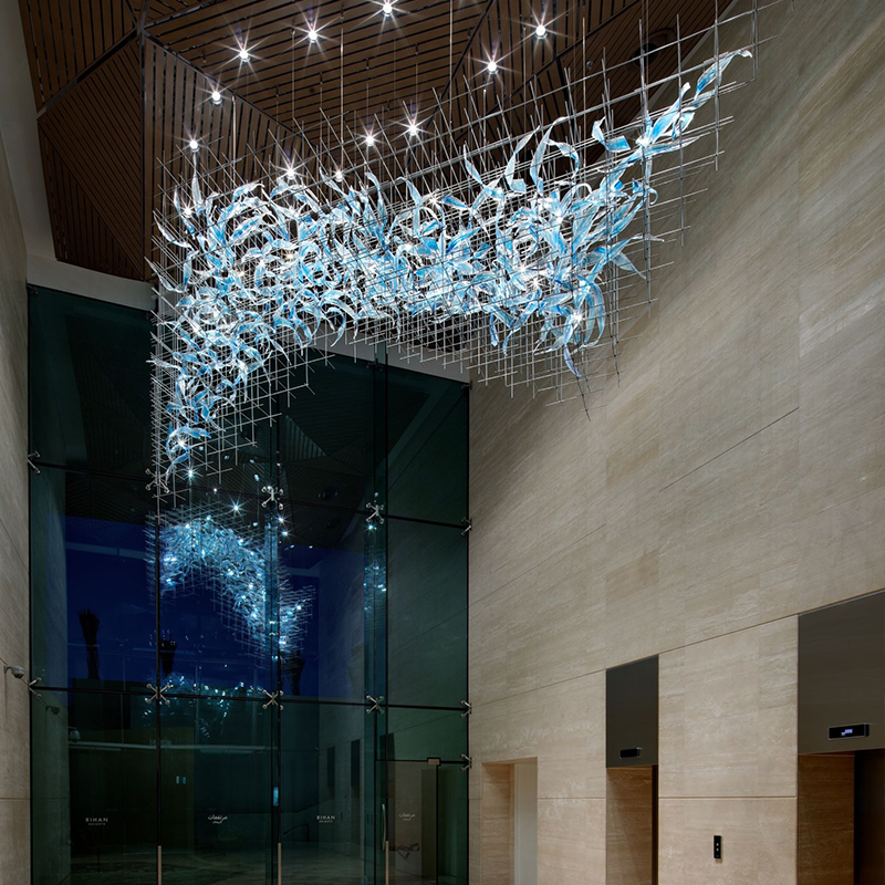 Customizable Modern design decoration project big hotel lobby art stained glass Chandelier