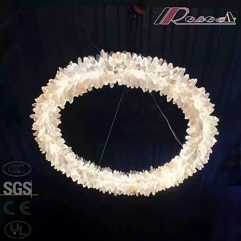 New design round luxury crystal prism contemporary LED pendant lamp for modern hotel