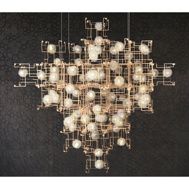 Hotel Lobby Bar Creative Led Personality Full Of Starlight Cubic Chandelier Engineering Crystal Custom Lamp