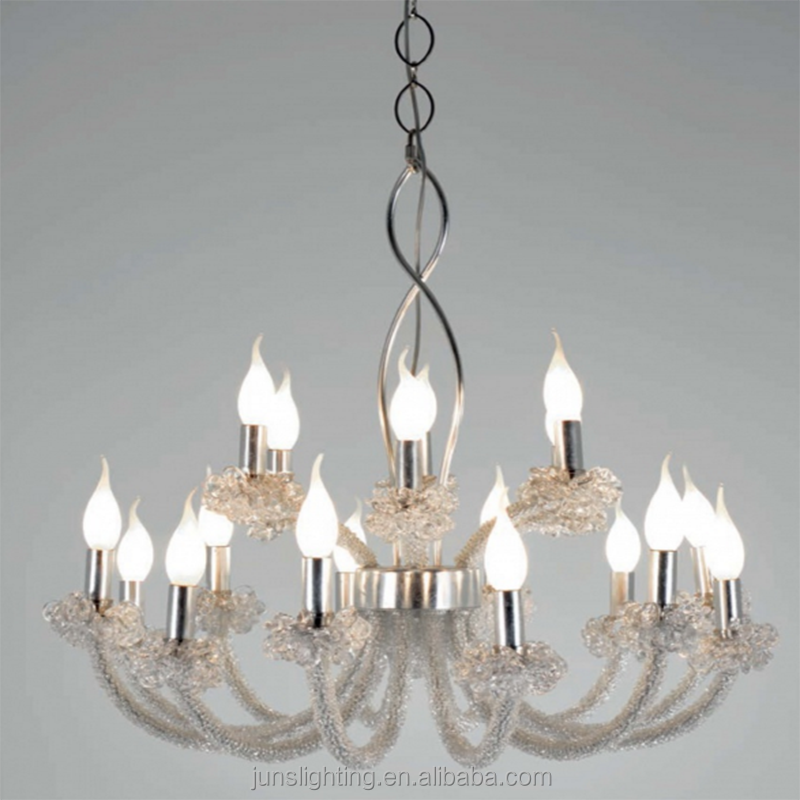 European Luxury Glass Beads Candle Shape Chandelier With Five Layers Pendant Lights